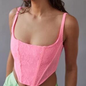NWT Urban Outfitters Pink Lace Corset Top